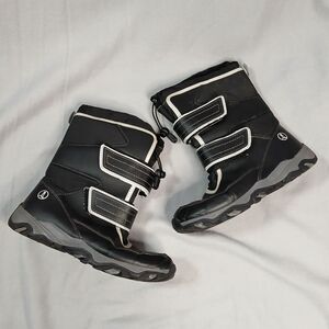 Lands' End Insulated Snow Boots Ski Reflective Winter Lined Black Youth Boys 4